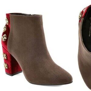 Anthropologie Farylrobin Suede Velvet Fawcett Booties Sz 8